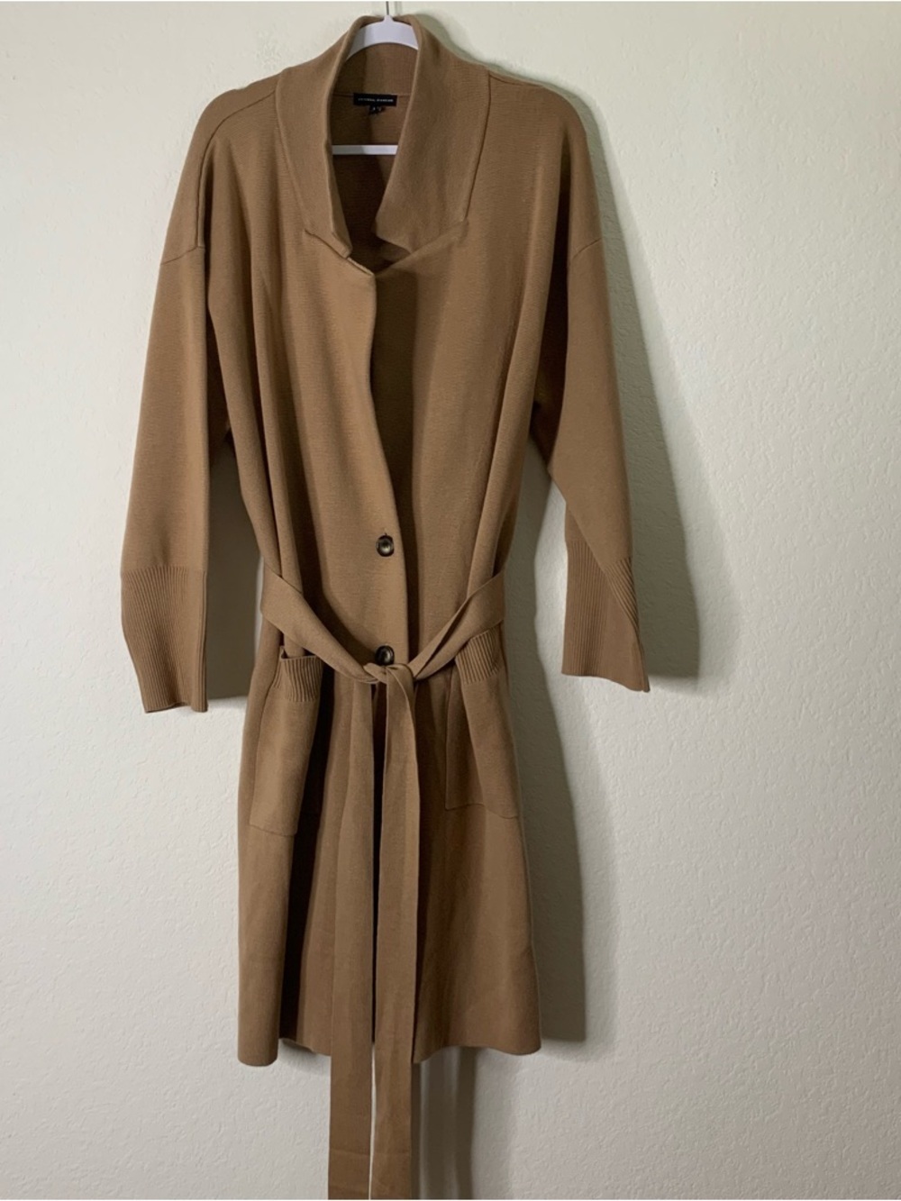 Universal Standard Womens Brown belted long 2 button cardigan L